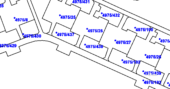 Parcela st. 4975/438 v KÚ Most II, Katastrální mapa