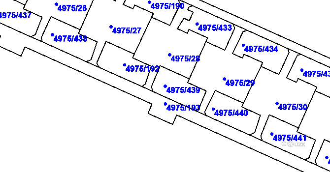 Parcela st. 4975/439 v KÚ Most II, Katastrální mapa