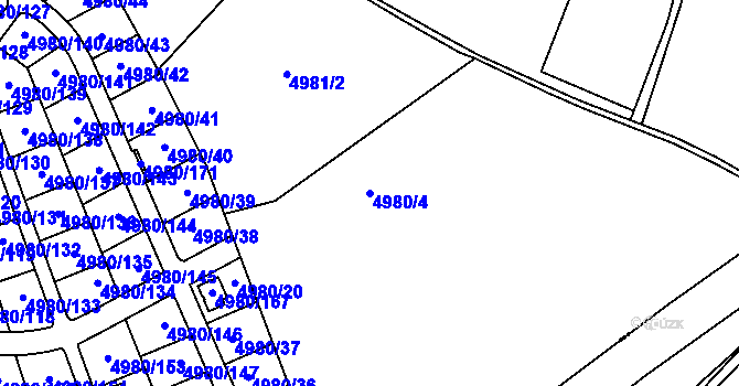 Parcela st. 4980/4 v KÚ Most II, Katastrální mapa