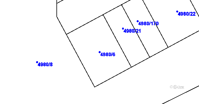 Parcela st. 4980/6 v KÚ Most II, Katastrální mapa