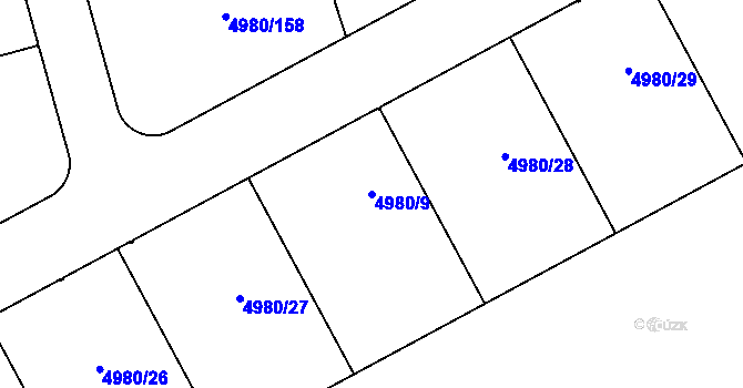 Parcela st. 4980/9 v KÚ Most II, Katastrální mapa