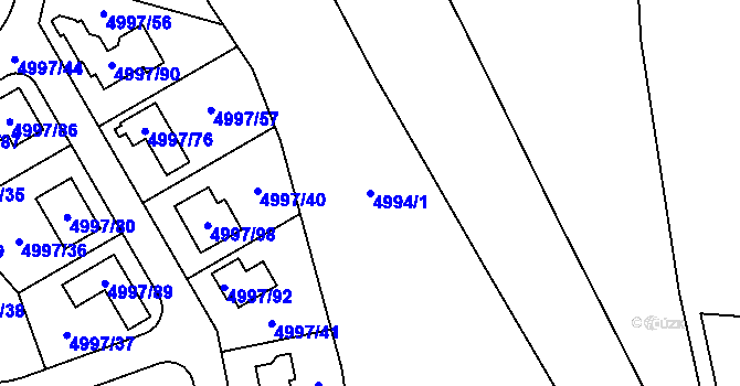 Parcela st. 4994/1 v KÚ Most II, Katastrální mapa