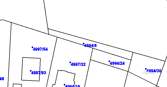 Parcela st. 4994/8 v KÚ Most II, Katastrální mapa
