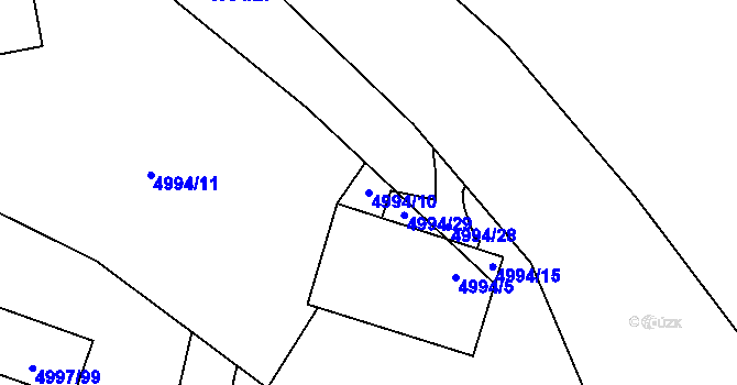 Parcela st. 4994/10 v KÚ Most II, Katastrální mapa