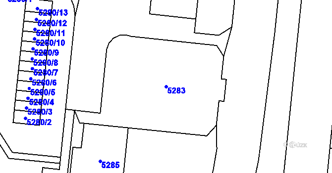 Parcela st. 5283 v KÚ Most II, Katastrální mapa