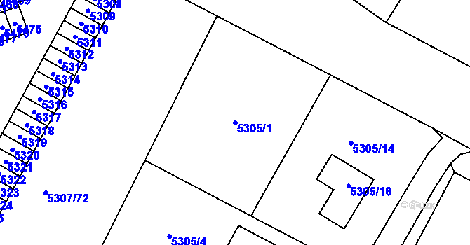 Parcela st. 5305/1 v KÚ Most II, Katastrální mapa