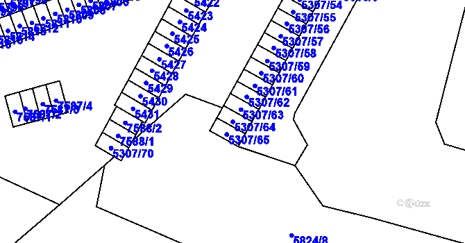 Parcela st. 5307/64 v KÚ Most II, Katastrální mapa