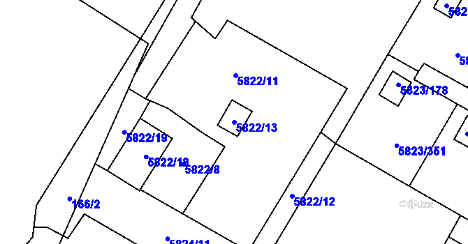 Parcela st. 5822/13 v KÚ Most II, Katastrální mapa