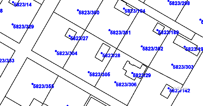 Parcela st. 5823/28 v KÚ Most II, Katastrální mapa