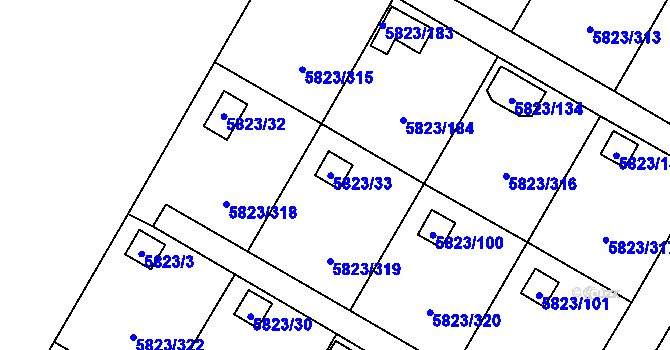 Parcela st. 5823/33 v KÚ Most II, Katastrální mapa