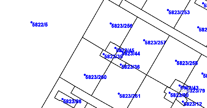 Parcela st. 5823/35 v KÚ Most II, Katastrální mapa