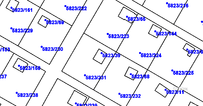 Parcela st. 5823/39 v KÚ Most II, Katastrální mapa