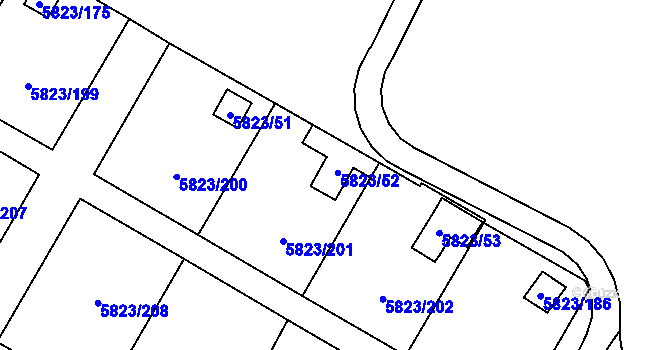 Parcela st. 5823/52 v KÚ Most II, Katastrální mapa
