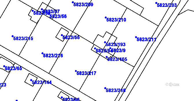 Parcela st. 5823/54 v KÚ Most II, Katastrální mapa