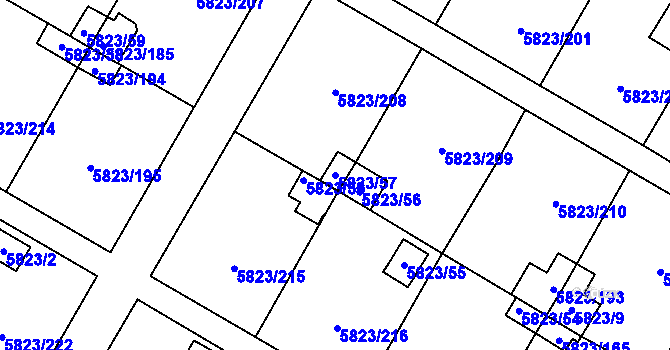 Parcela st. 5823/57 v KÚ Most II, Katastrální mapa