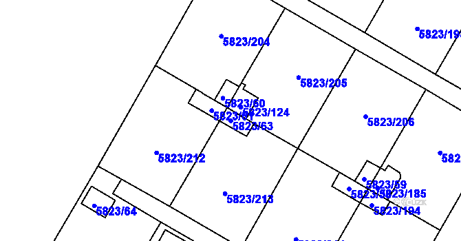 Parcela st. 5823/63 v KÚ Most II, Katastrální mapa