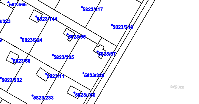 Parcela st. 5823/67 v KÚ Most II, Katastrální mapa