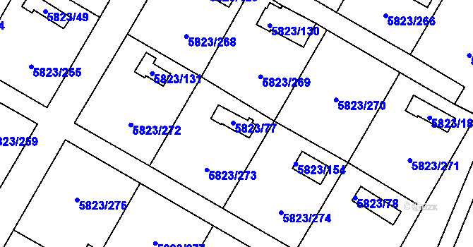 Parcela st. 5823/77 v KÚ Most II, Katastrální mapa