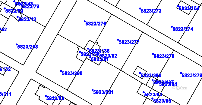 Parcela st. 5823/82 v KÚ Most II, Katastrální mapa