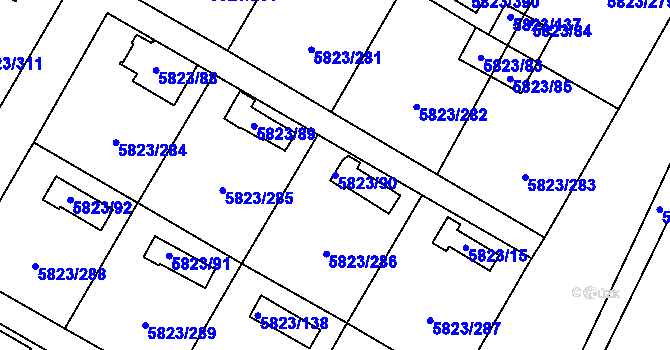 Parcela st. 5823/90 v KÚ Most II, Katastrální mapa