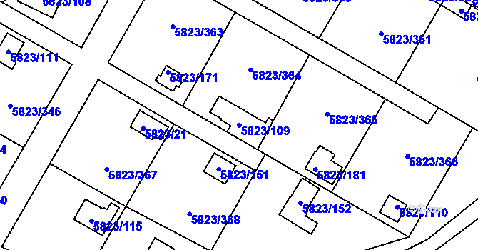 Parcela st. 5823/109 v KÚ Most II, Katastrální mapa
