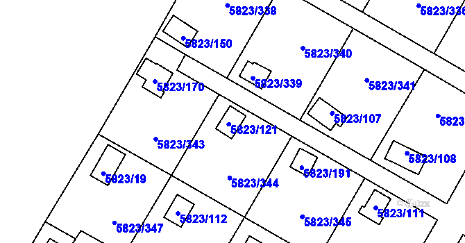 Parcela st. 5823/121 v KÚ Most II, Katastrální mapa