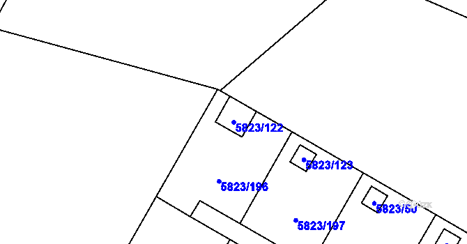 Parcela st. 5823/122 v KÚ Most II, Katastrální mapa