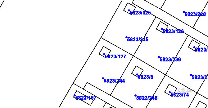 Parcela st. 5823/127 v KÚ Most II, Katastrální mapa