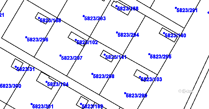 Parcela st. 5823/141 v KÚ Most II, Katastrální mapa