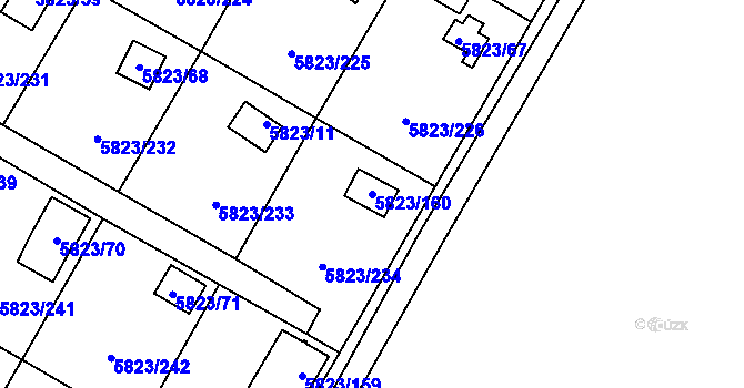 Parcela st. 5823/160 v KÚ Most II, Katastrální mapa