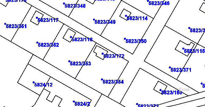 Parcela st. 5823/172 v KÚ Most II, Katastrální mapa