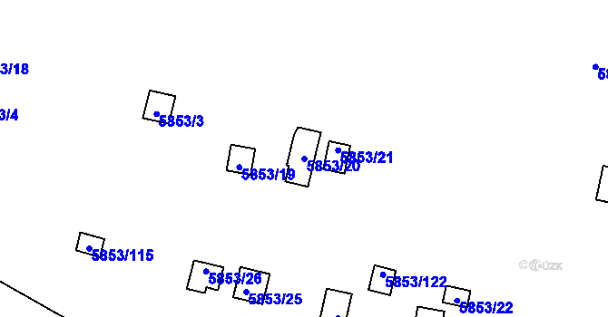 Parcela st. 5853/20 v KÚ Most II, Katastrální mapa