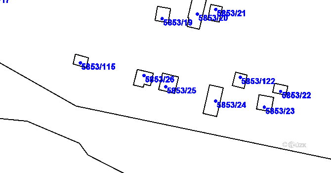 Parcela st. 5853/25 v KÚ Most II, Katastrální mapa