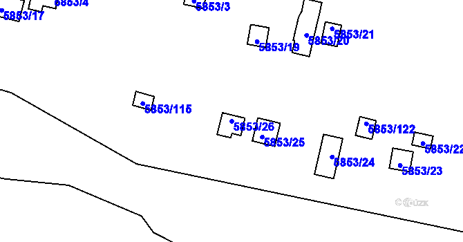 Parcela st. 5853/26 v KÚ Most II, Katastrální mapa