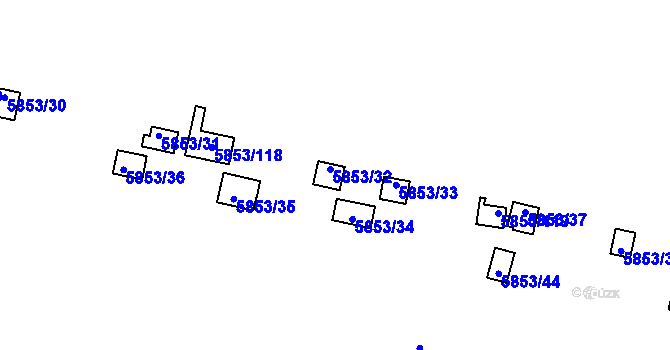 Parcela st. 5853/32 v KÚ Most II, Katastrální mapa
