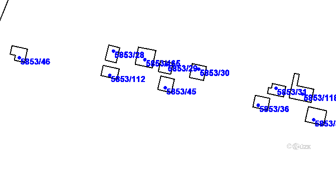 Parcela st. 5853/45 v KÚ Most II, Katastrální mapa