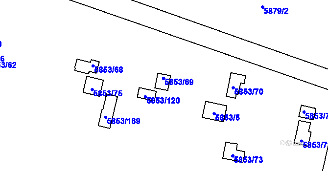 Parcela st. 5853/69 v KÚ Most II, Katastrální mapa