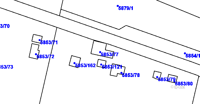 Parcela st. 5853/77 v KÚ Most II, Katastrální mapa