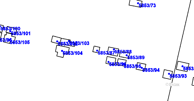 Parcela st. 5853/87 v KÚ Most II, Katastrální mapa