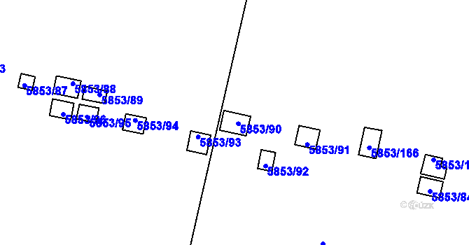 Parcela st. 5853/90 v KÚ Most II, Katastrální mapa