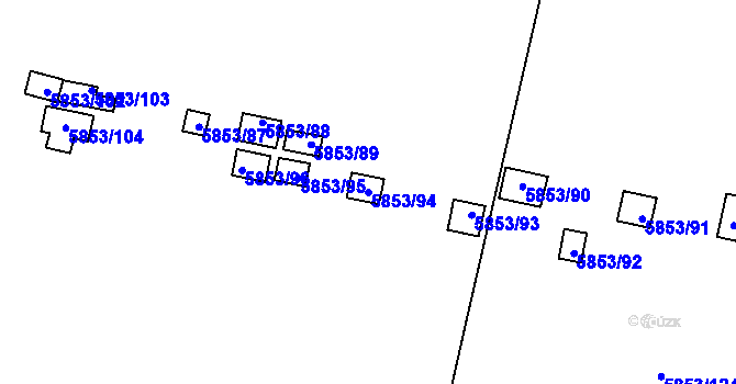 Parcela st. 5853/94 v KÚ Most II, Katastrální mapa