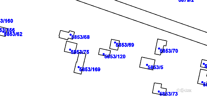Parcela st. 5853/120 v KÚ Most II, Katastrální mapa
