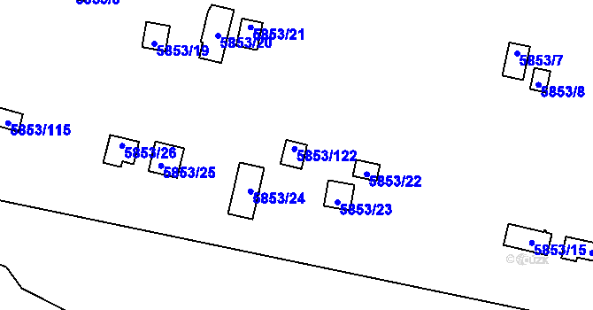 Parcela st. 5853/122 v KÚ Most II, Katastrální mapa