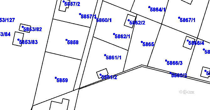 Parcela st. 5861/1 v KÚ Most II, Katastrální mapa