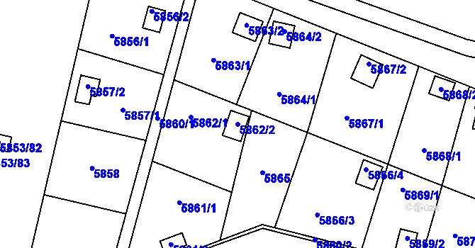 Parcela st. 5862/2 v KÚ Most II, Katastrální mapa