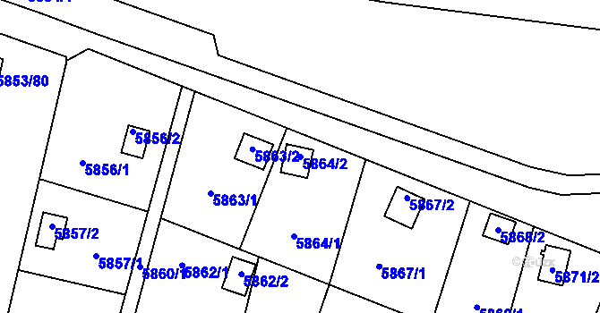 Parcela st. 5864/2 v KÚ Most II, Katastrální mapa