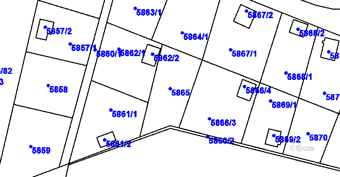 Parcela st. 5865 v KÚ Most II, Katastrální mapa