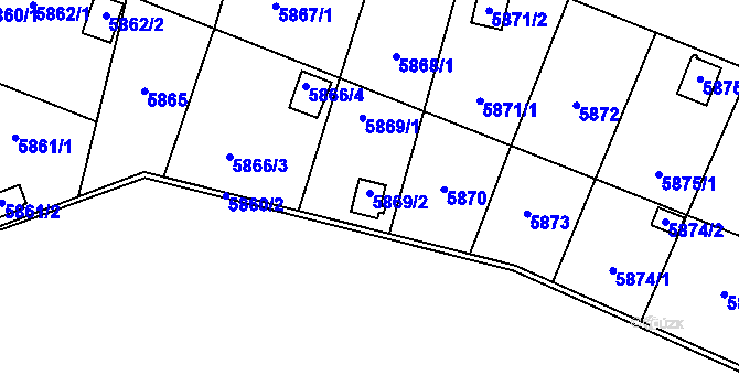 Parcela st. 5869/2 v KÚ Most II, Katastrální mapa
