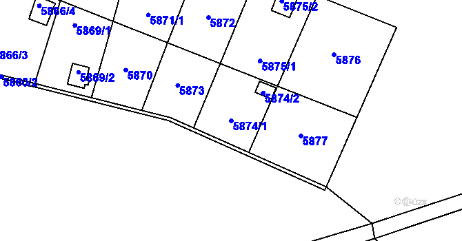 Parcela st. 5874/1 v KÚ Most II, Katastrální mapa