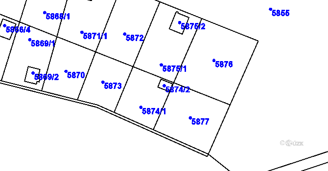 Parcela st. 5874/2 v KÚ Most II, Katastrální mapa